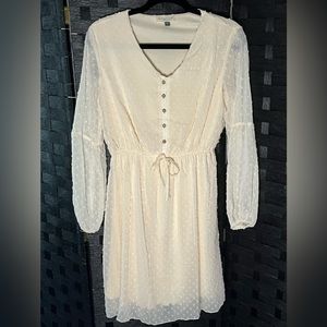 Like New! Alredine Farrah Sheer Dot Dress in Cream